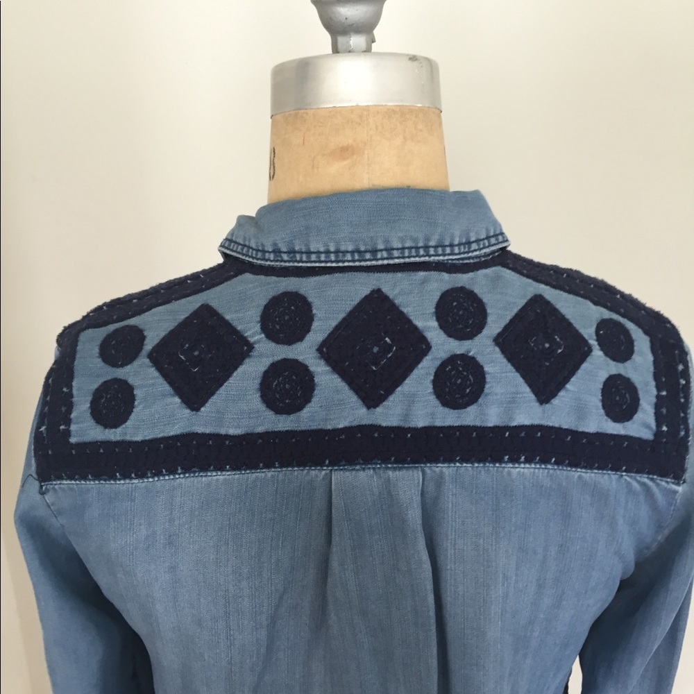 Anthropologie Holding Horses embroidered chambray